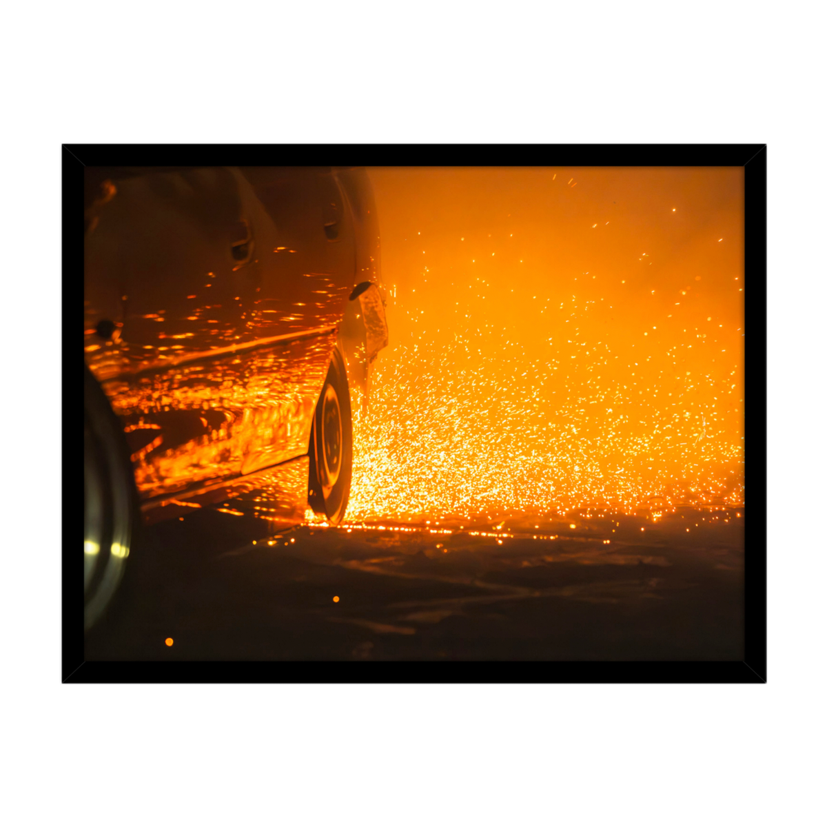 Burnout Sparks Automotive Wall Art - Burnout Poster or Framed Print
