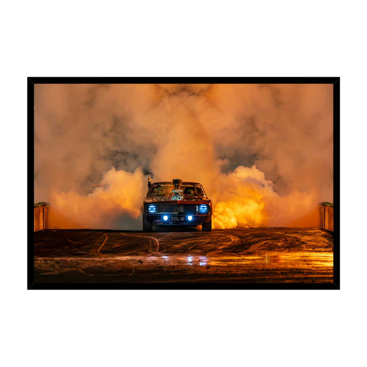 Burnout Muscle Car Automotive Wall Art Print - Canvas, Framed Print or Posters