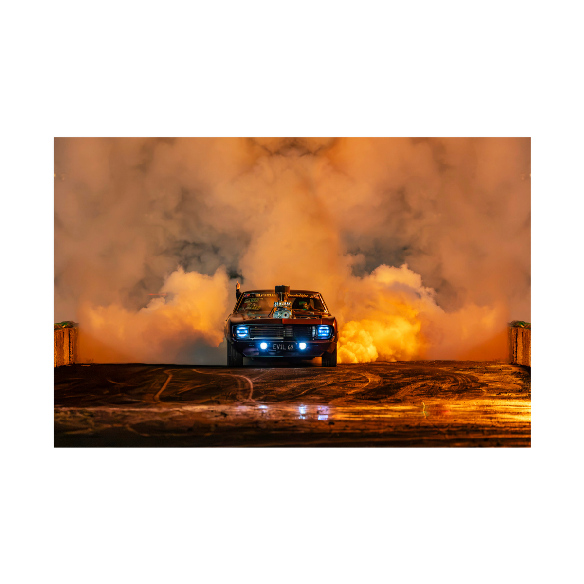 Burnout Muscle Car Automotive Wall Art Print - Canvas, Framed Print or Posters
