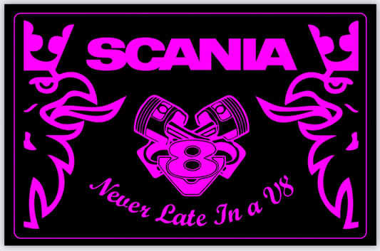 Scania Never Late In a V8 Pink Poster 40x60cm